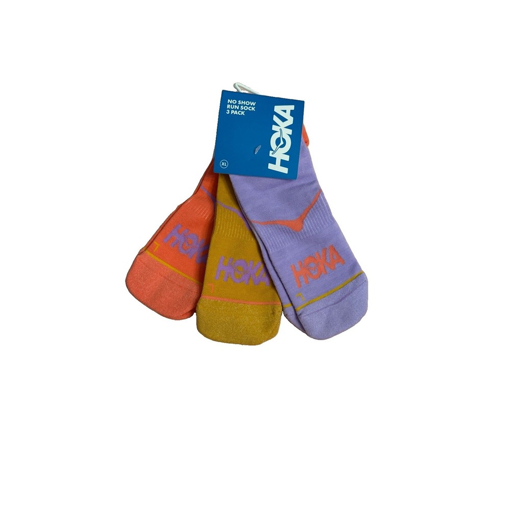 HOKA No-Show Run Socks Unisex XL 3-Pack Cushioned Arch Support Comfort Running